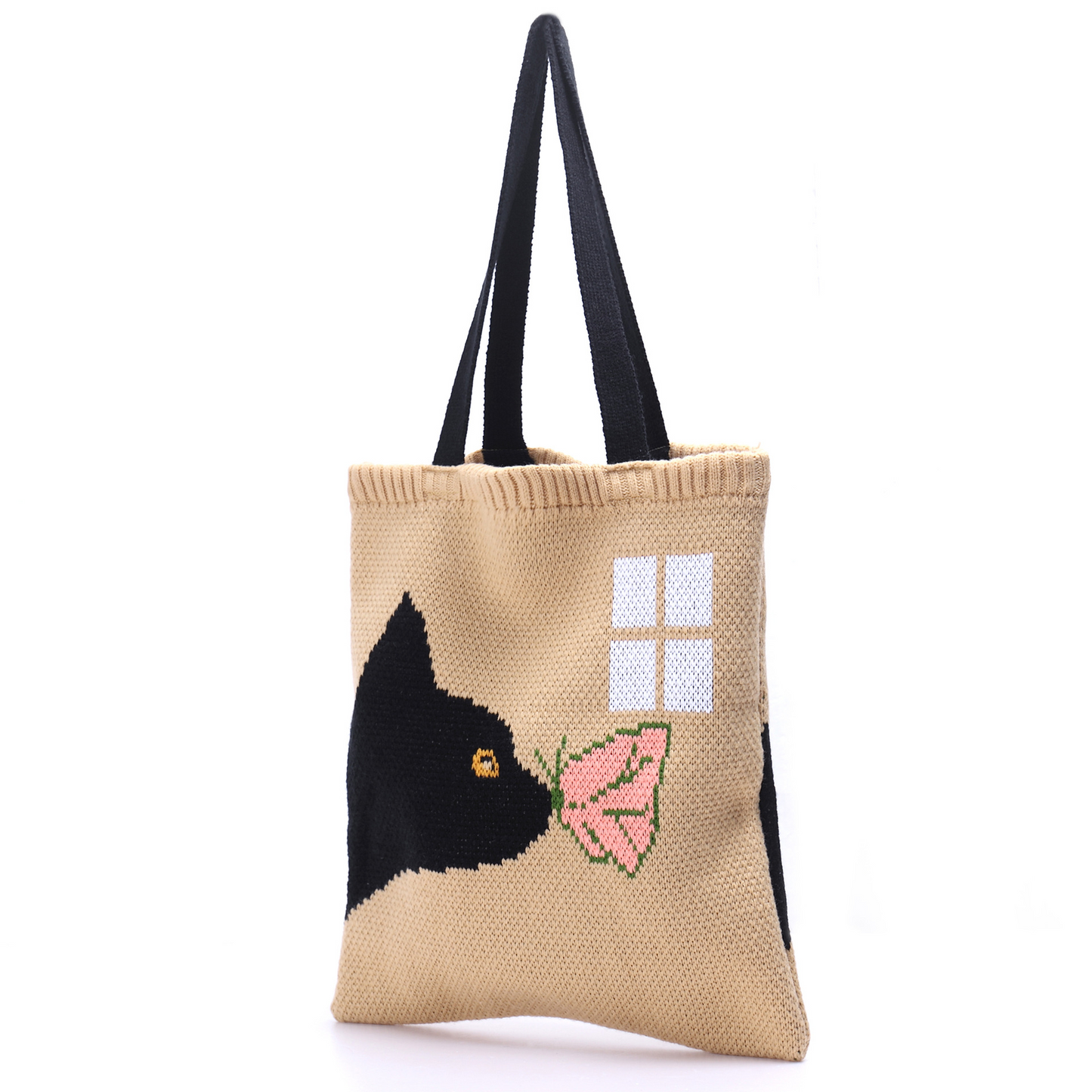 Butterfly Cat Knitted Tote