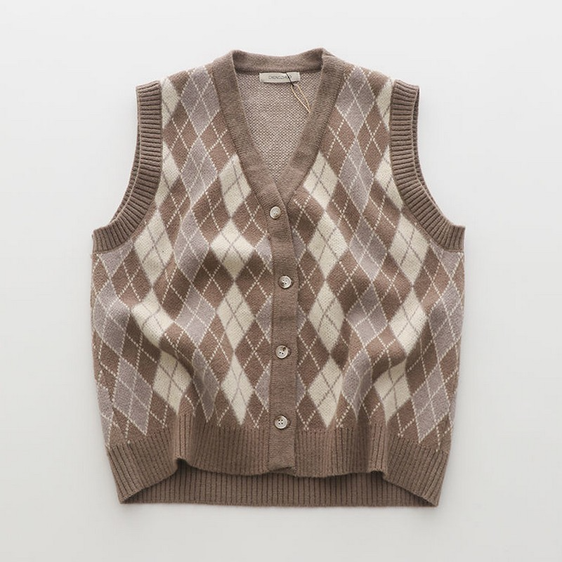 Button Down Argyle Sweater Vest (3 colours)