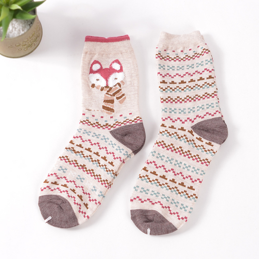 Winter Fox Crew Sock Set (set of 2 pairs)