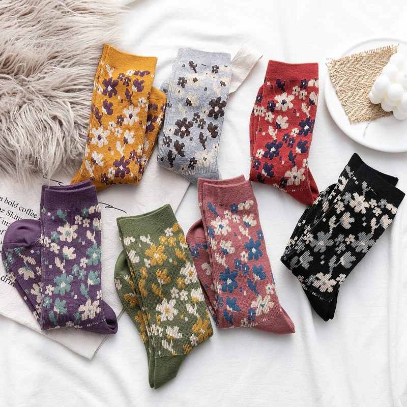 Vintage Florals Ankle Socks (7 Colours)
