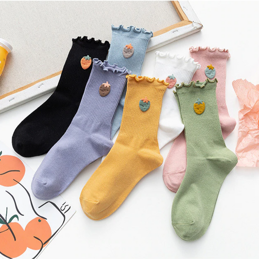 Strawberry Icon Crew Socks (7 Colours)