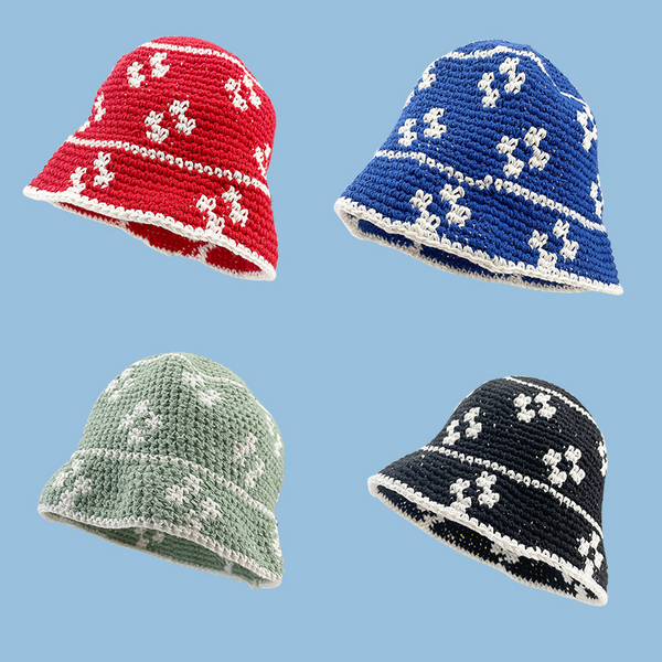 Crochet Floral Pattern Bucket Hat (4 Colours)