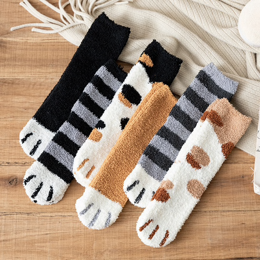 Fuzzy Cat Paw Socks - Ice Cream Cake