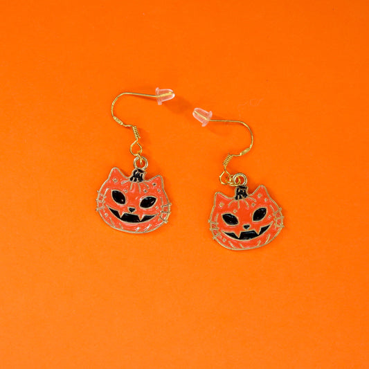 Pumpkin Cat Earrings