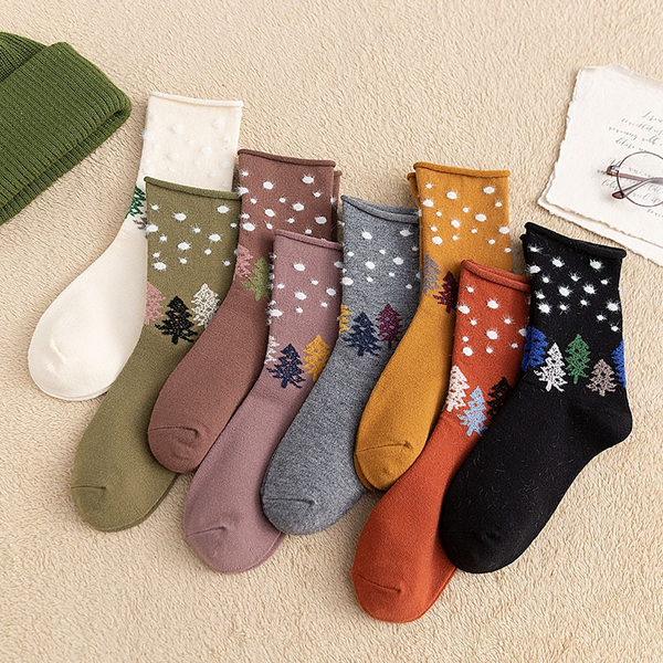 Snowy Woodland Ankle Socks (8 Colours)