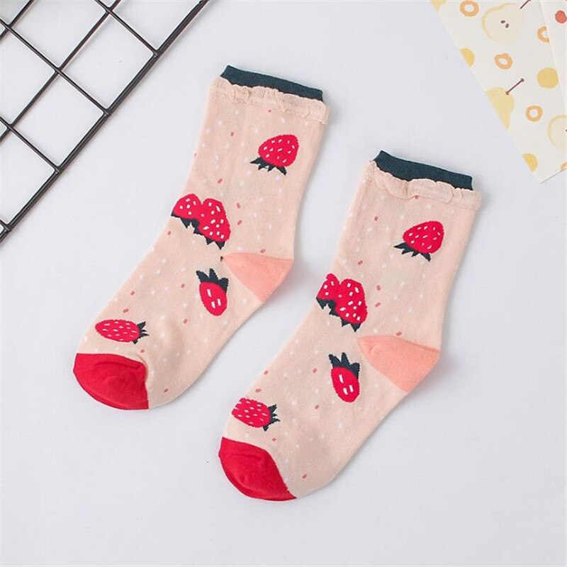 Cute Fruit Pattern Ankle Socks (6 Designs) - Ice Cream Cake