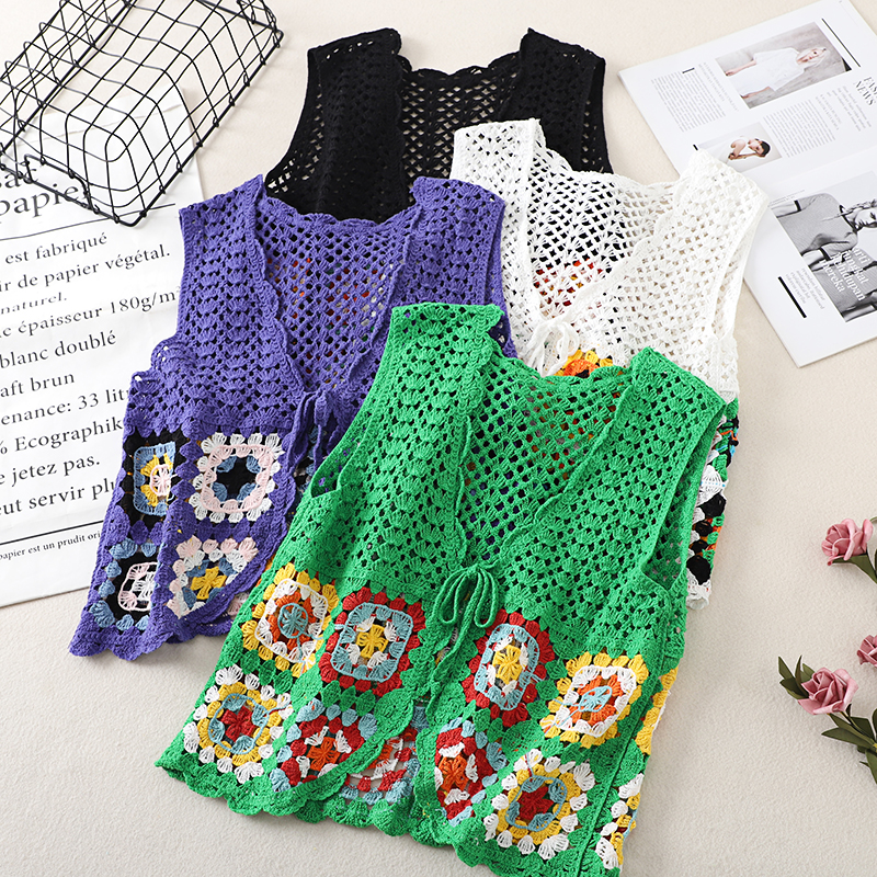 Pop Colour Crochet Flower Vest (4 Colours) – Ice Cream Cake