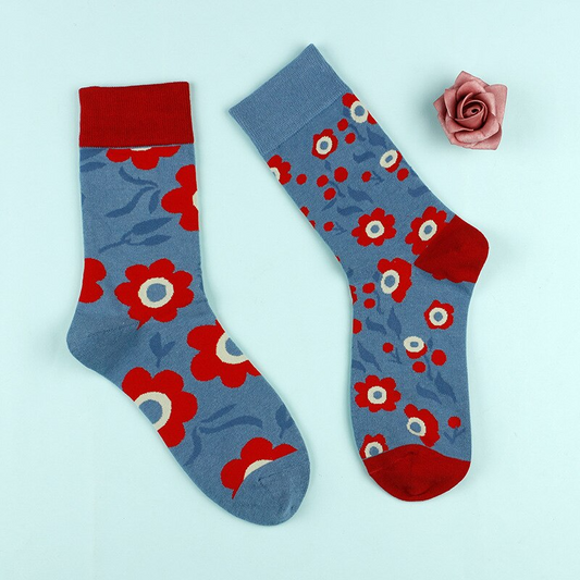 Mismatched Floral Crew Socks