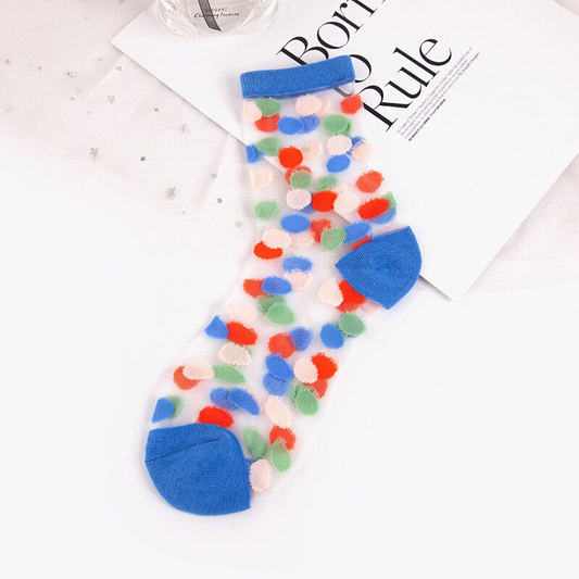 Transparent Confetti Dot Ankle Socks - Ice Cream Cake