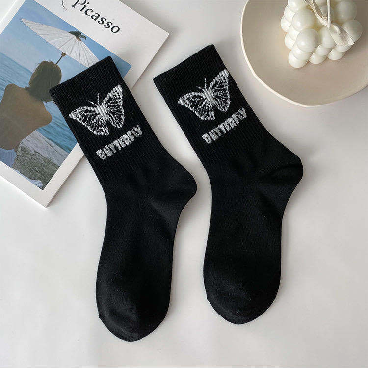 Ribbed Butterfly Ankle Socks (6 Designs)