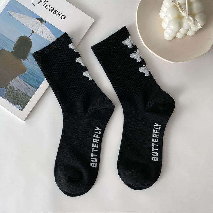 Ribbed Butterfly Ankle Socks (6 Designs)