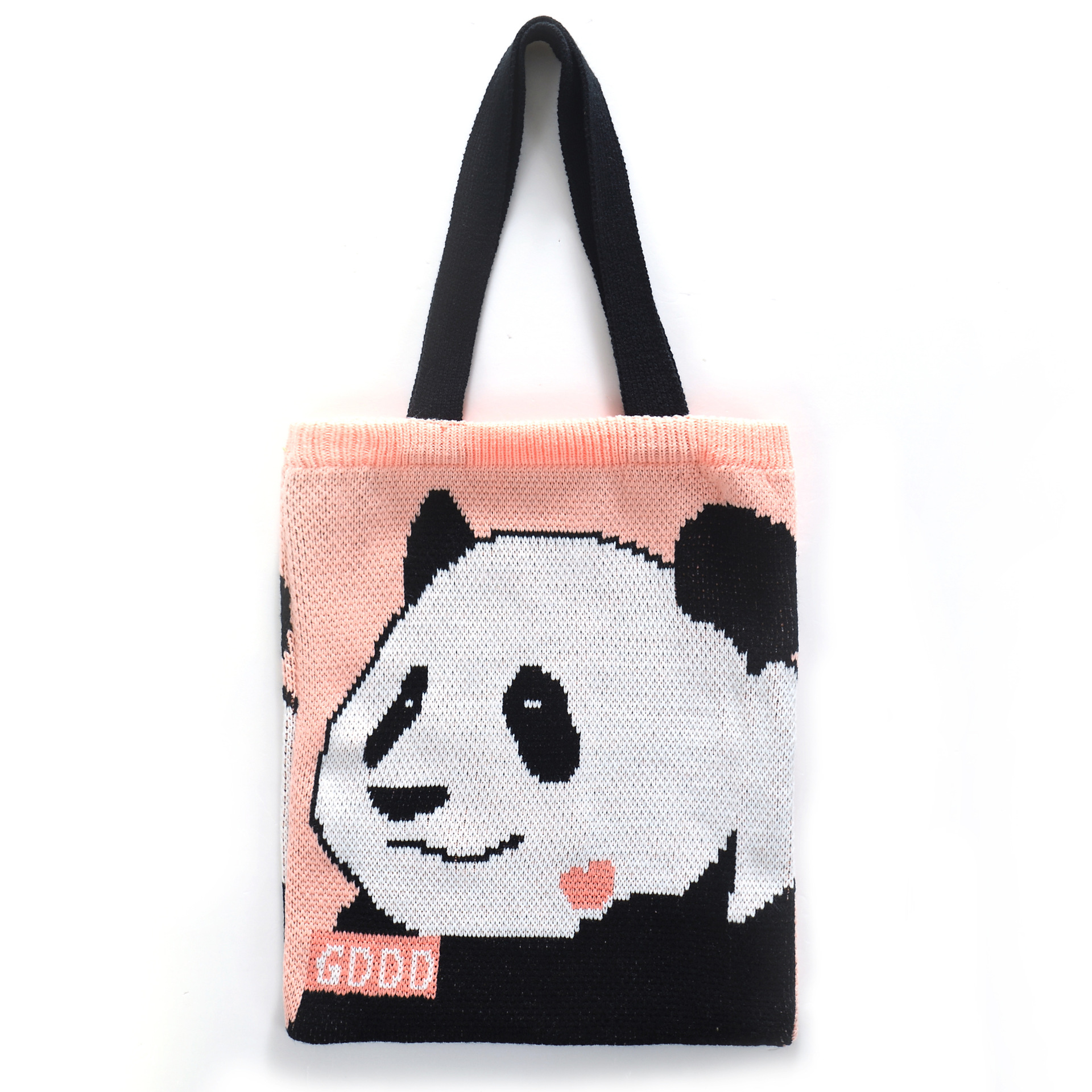 Pink Knitted Panda Tote