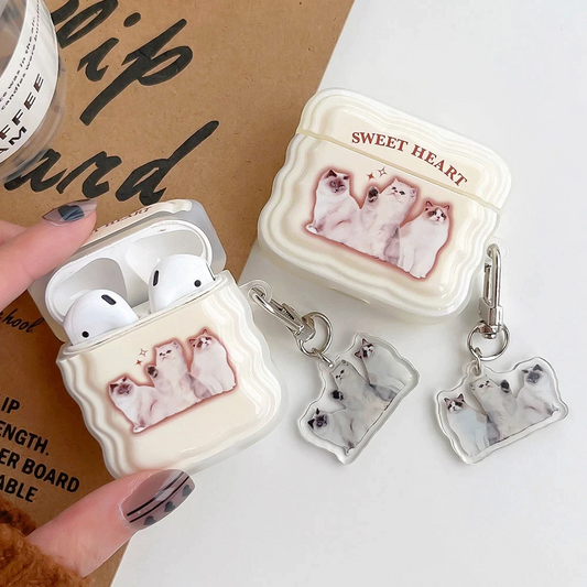 Sweet Heart Cat Trio AirPods Charger Case Cover