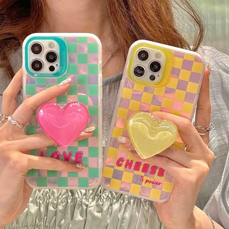 Checkerboard Heart iPhone Case with Grip (2 Designs)