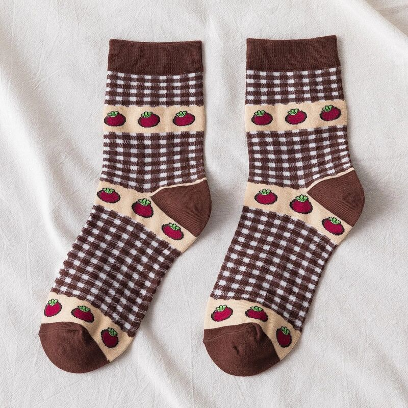 Gingham Fruit Ankle Socks (7 Designs)