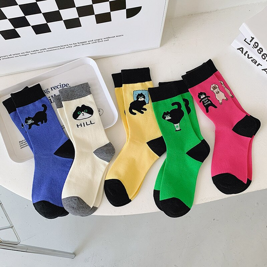 Black Cat Crew Socks (5 Designs)