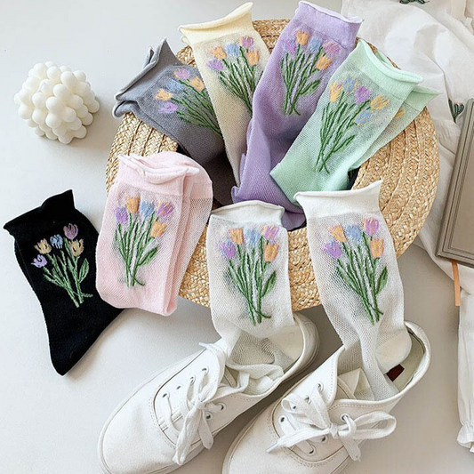 Tulip Bouquet Crew Socks (7 Colours)
