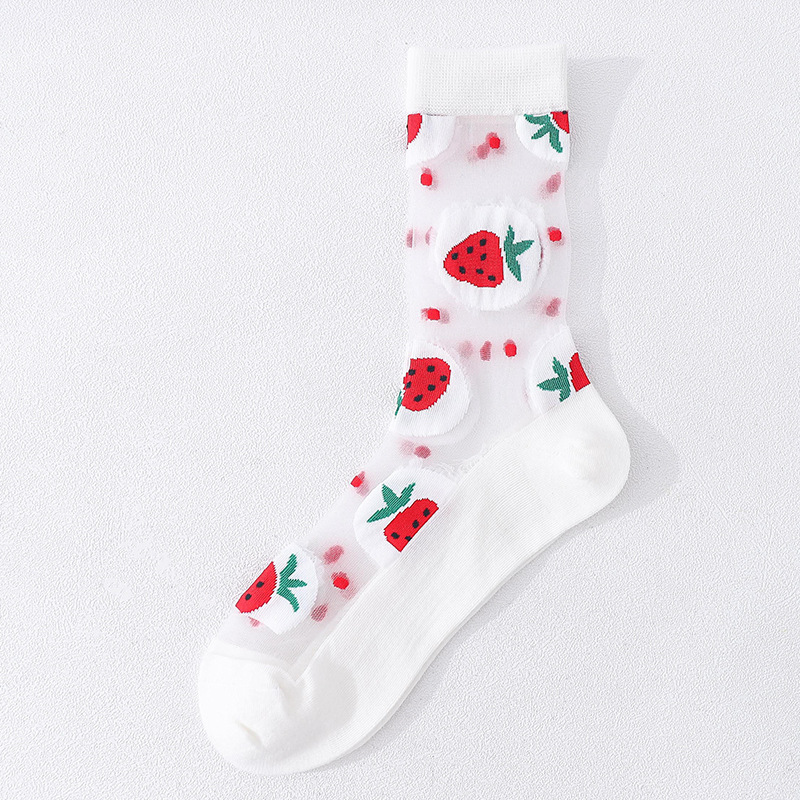 Transparent Strawberry Pattern Ankle Socks