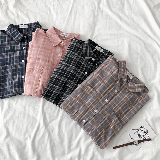 Muted Colour Check Blouse (4 Colours) - Ice Cream Cake