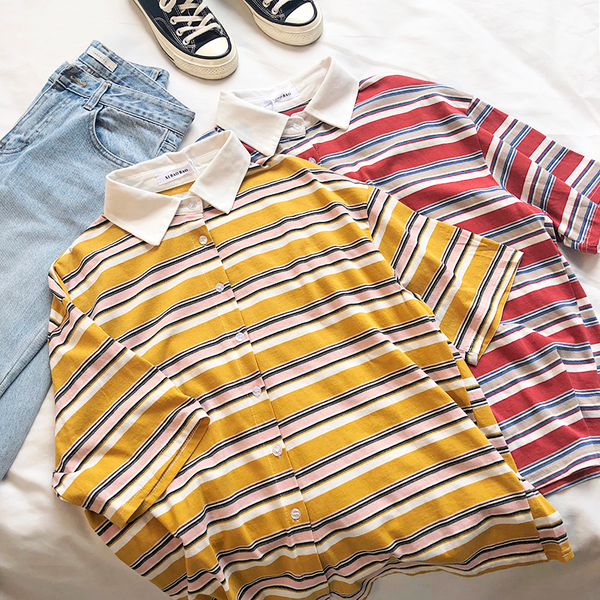 Retro Striped Polo Shirt (2 Colours) – Ice Cream Cake