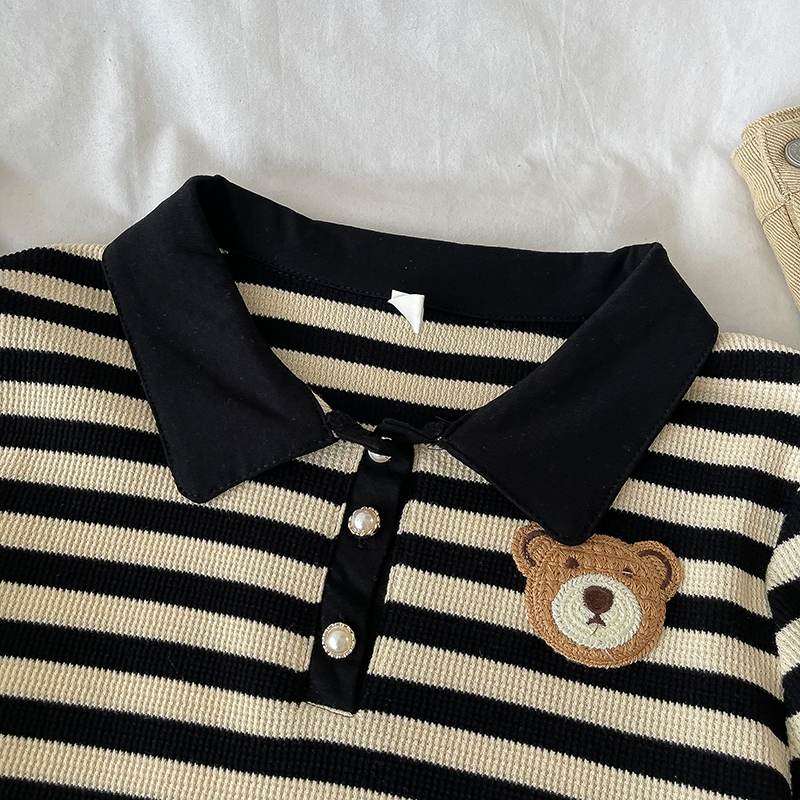 Teddy Bear Striped Polo Shirt