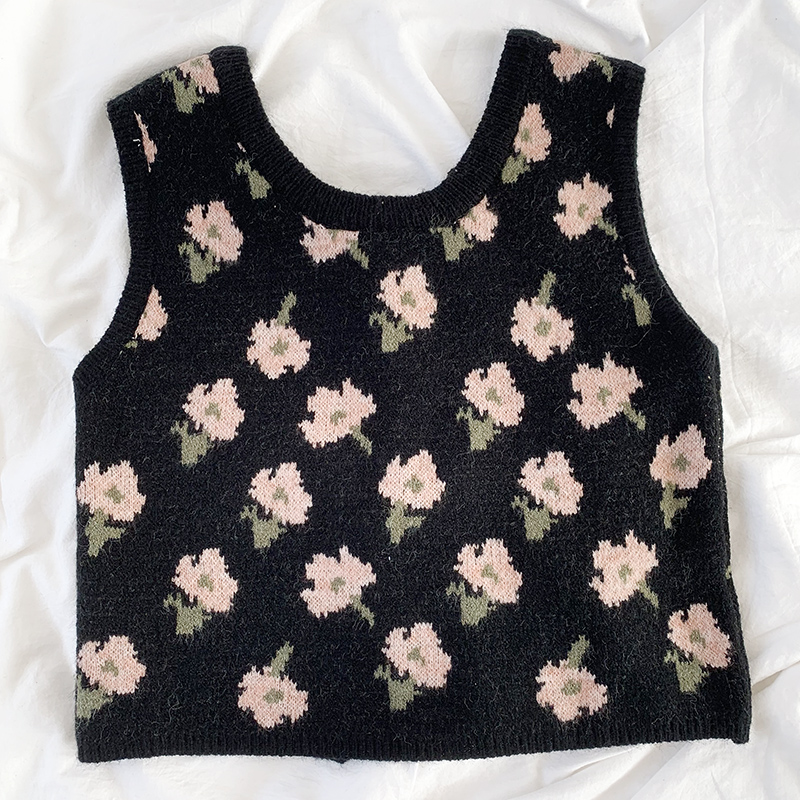Patty Ribbon Tie Floral Sweater Vest (3 colours)