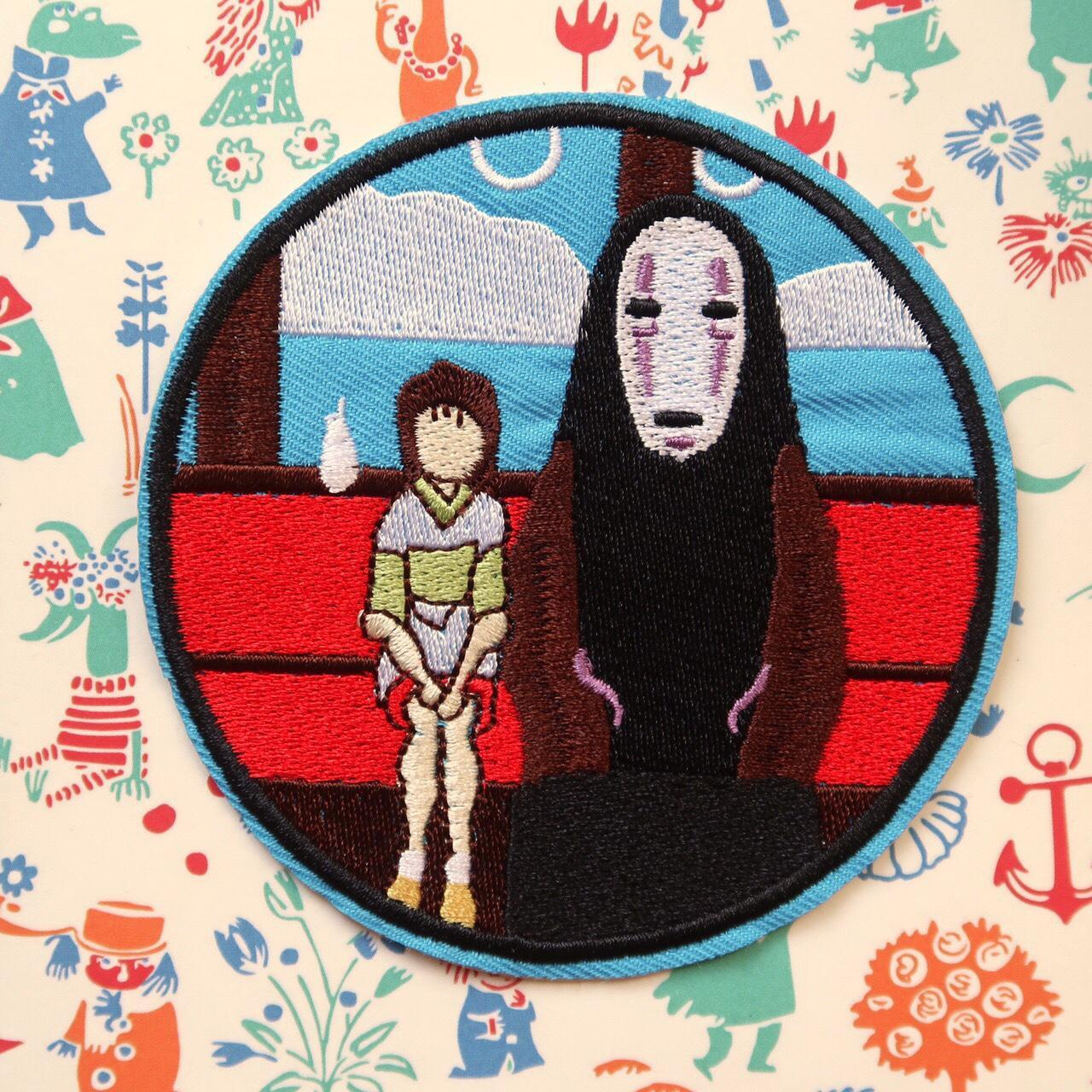 No Face and Chihiro on train Spirited Away Embroidered Iron-On Patch
