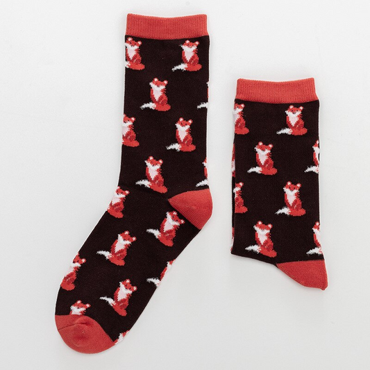 Fox Pattern Crew Socks