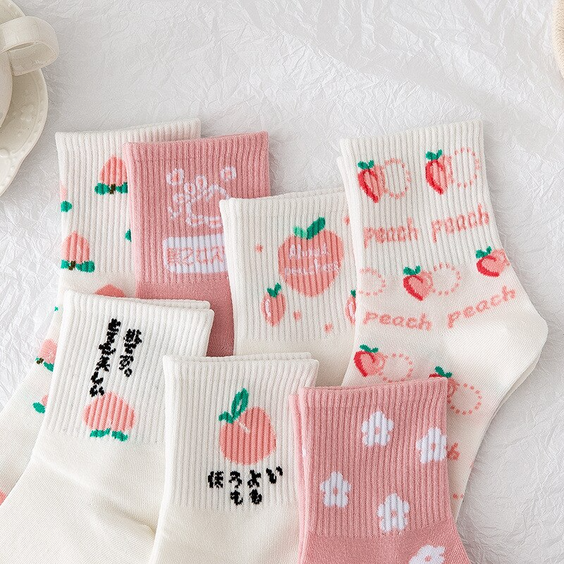 Pink Peach Party Ankle Socks (7 Designs)