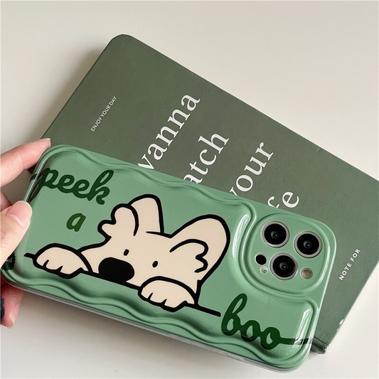 Green Peekaboo Puppy iPhone Case