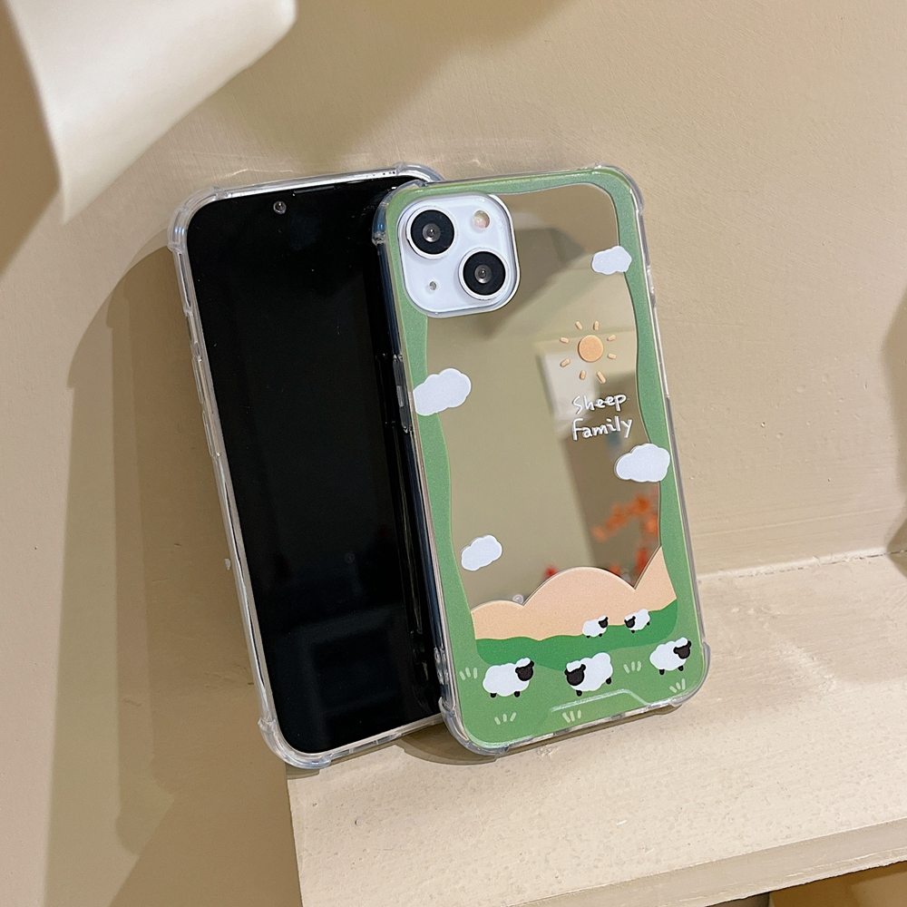 Sheep Family Mirror iPhone Case