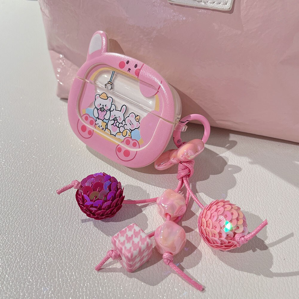 Pink Bunny Crane Game AirPods Case Cover