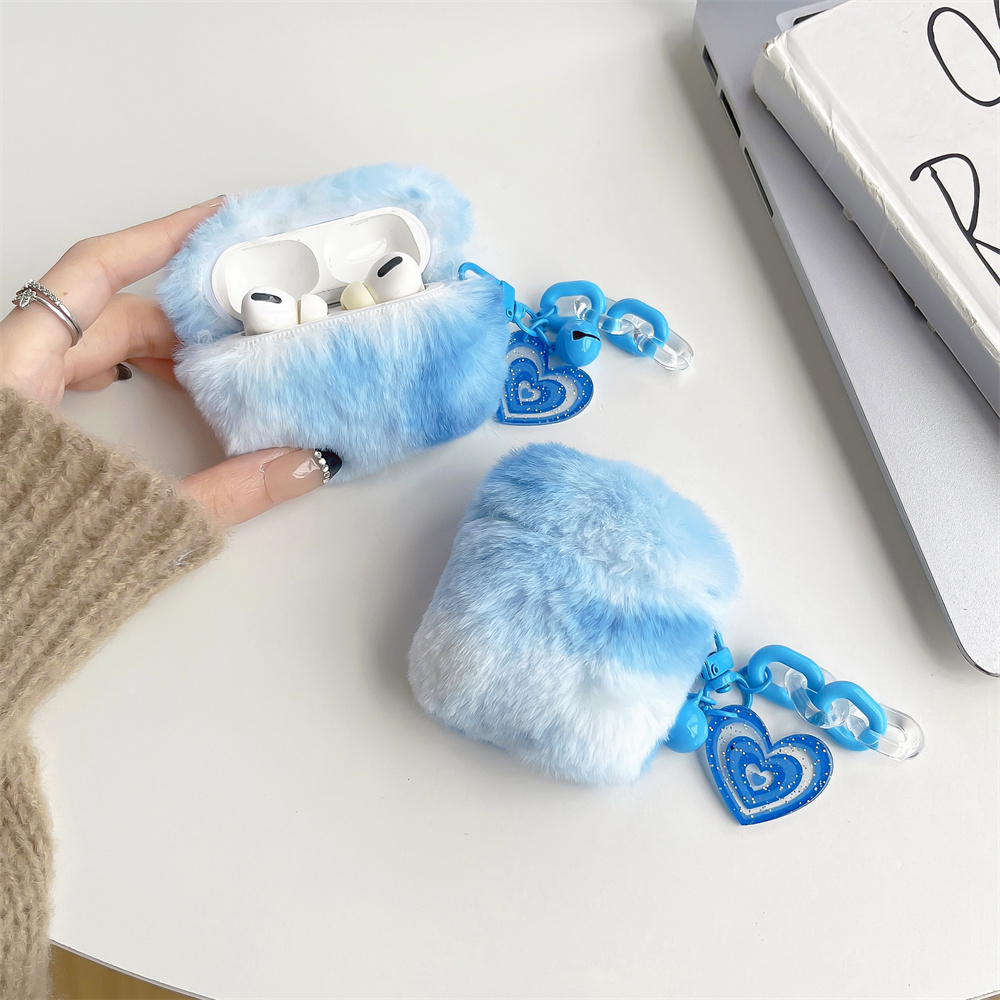 Y2k Furry Blue AirPods Charger Case Cover with Charm Strap (4 Models)