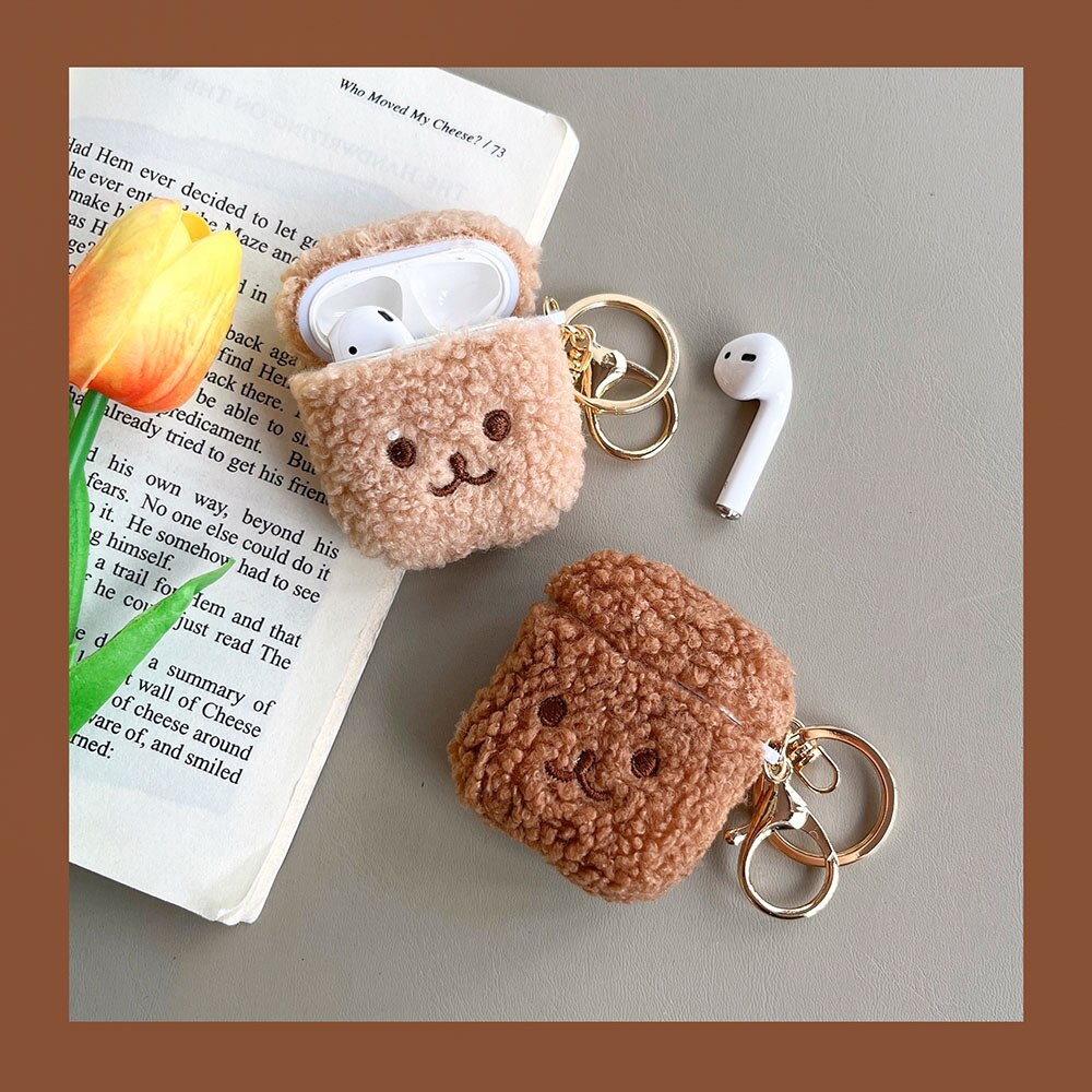 Soft Teddy Bear Face AirPods Charger Case Cover (6 Colours)