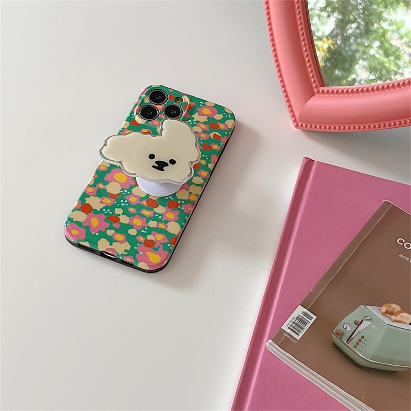 Floral Pattern iPhone Case with Puppy Grip