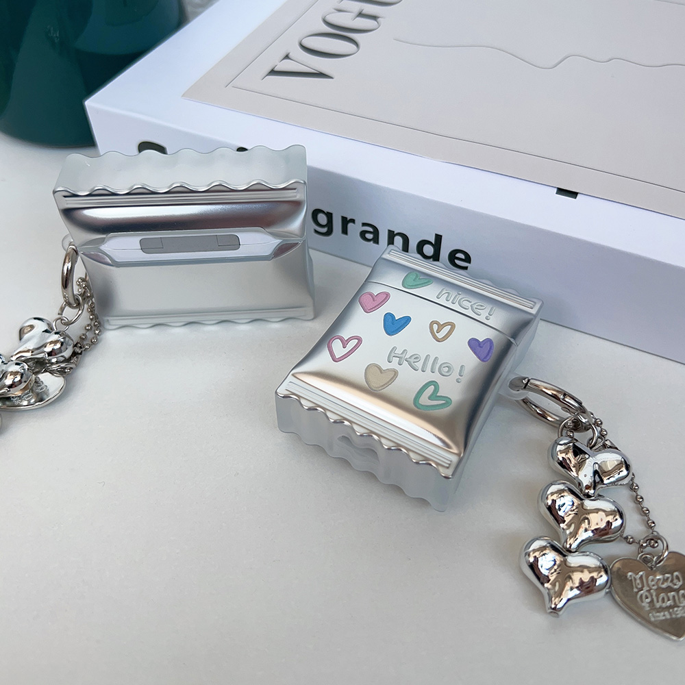 Silver Heart Candy Packet AirPods Case Cover