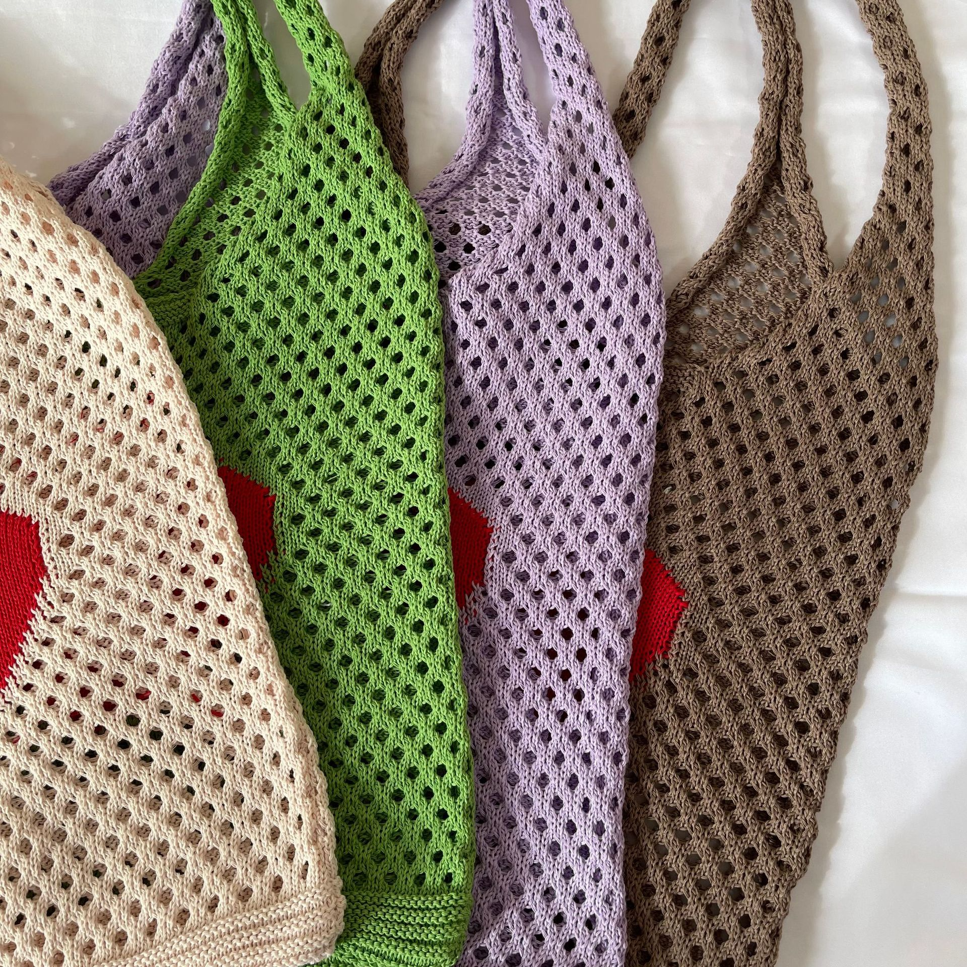 Crochet Net Heart Tote (4 Colours)