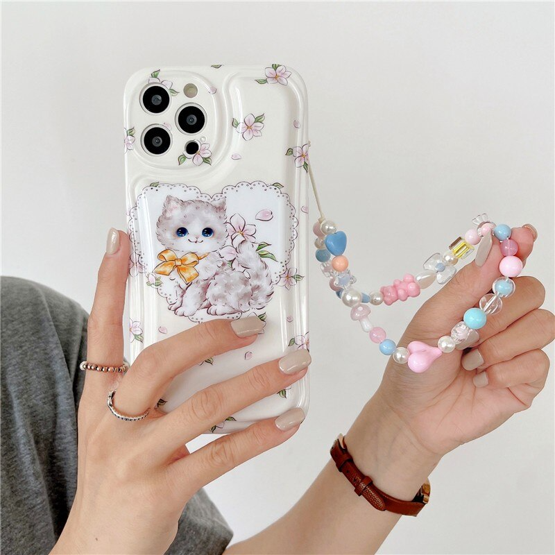 Retro Kitten iPhone Case with Strap
