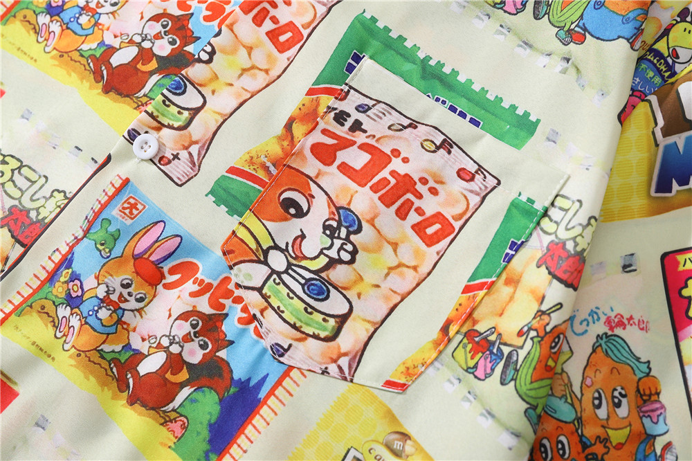 Retro Japanese Snack Pattern Blouse