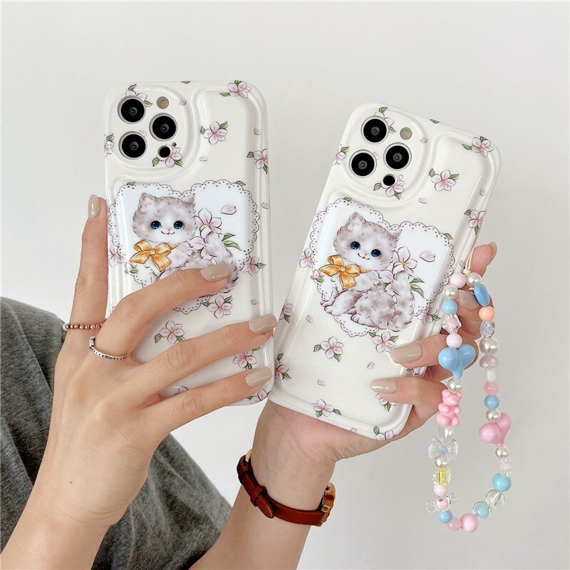 Retro Kitten iPhone Case with Strap