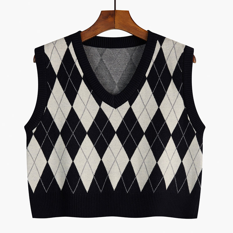 Cropped Argyle Sweater Vest (3 colours)