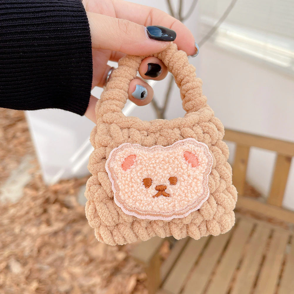 Knitted Teddy Bear Tote AirPod Case Cover