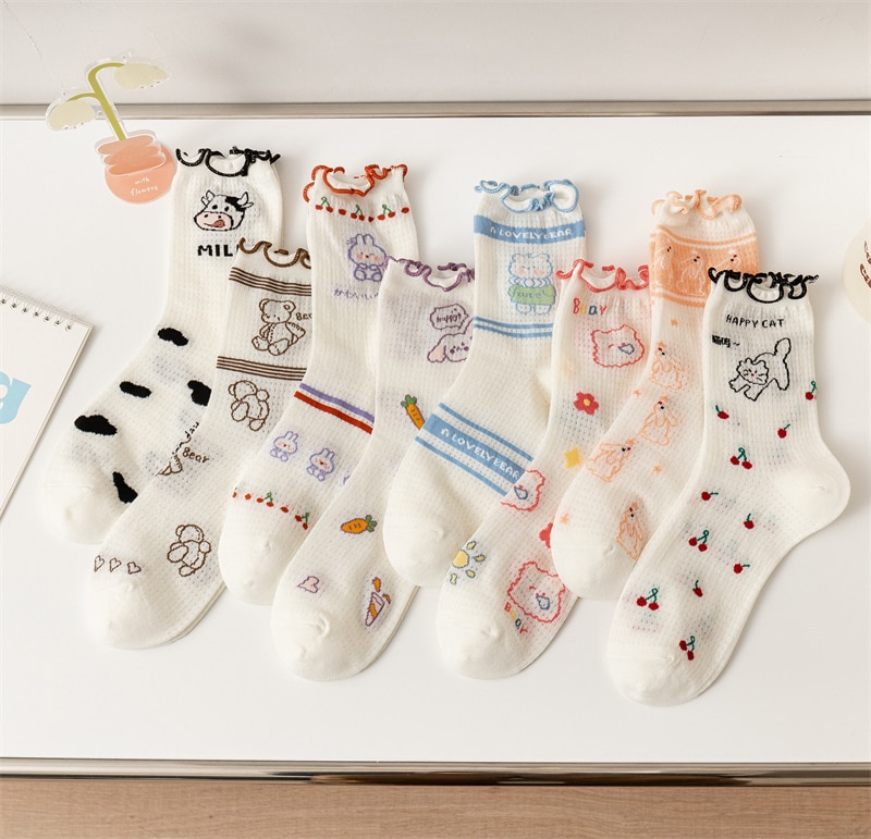 Ruffle Animal Crew Socks (8 Designs)