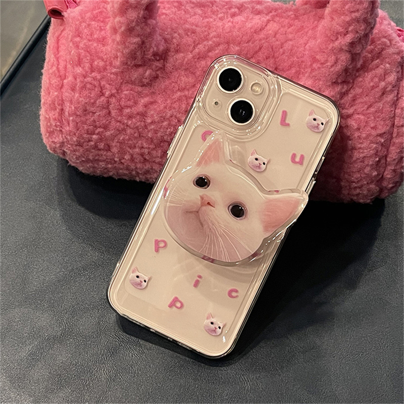 Lettering iPhone Case with White Cat Grip