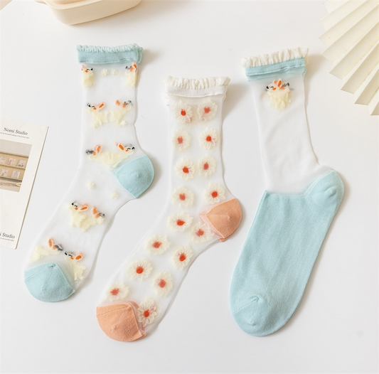 Sheer Bunny Crew Socks (3 Colours)