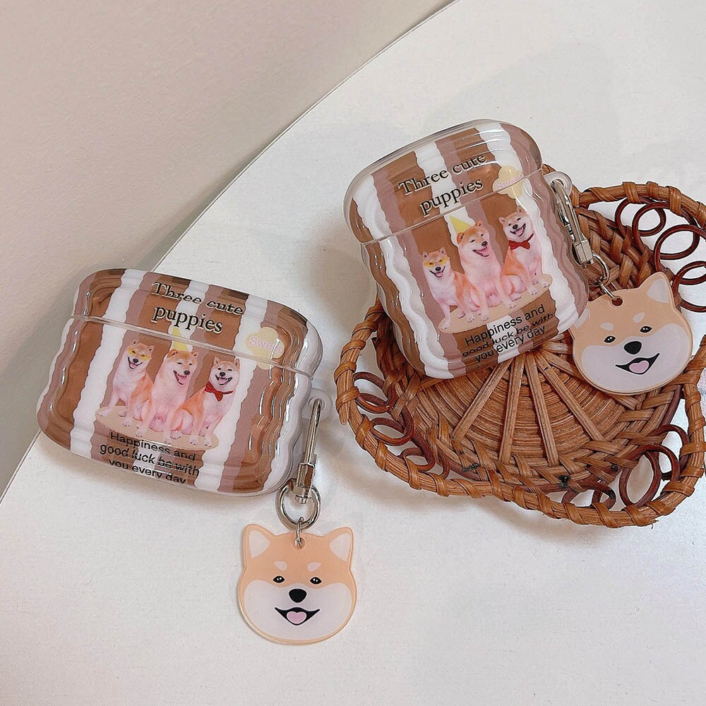 Wavy Shiba Inu Trio AirPods Charger Case Cover