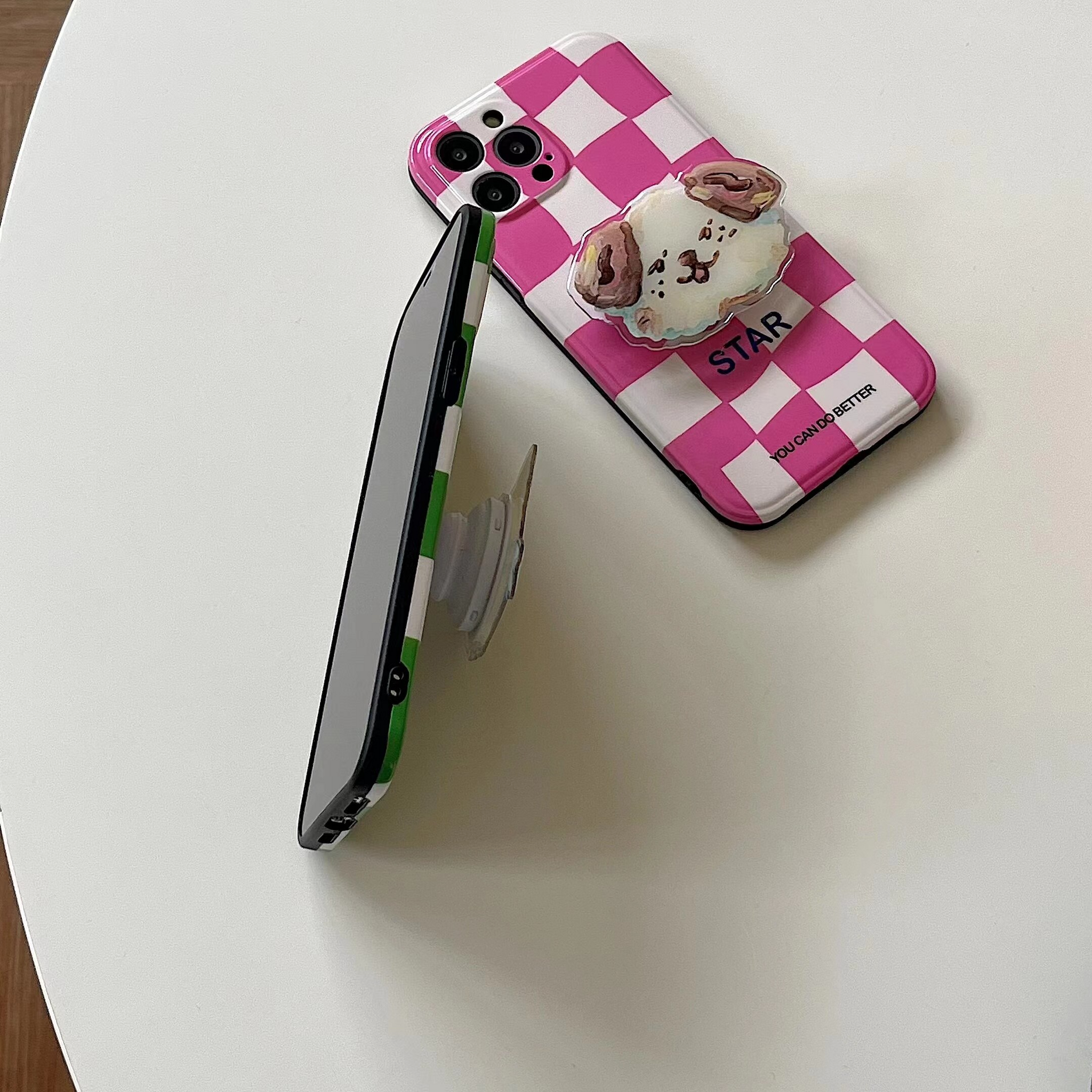 Checkerboard Cat and Dog iPhone Case with Grip (2 Designs)