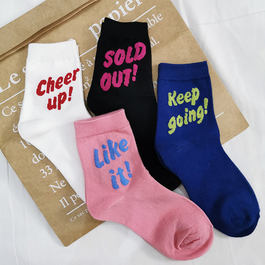 Pep Slogan Ankle Socks (4 Designs)