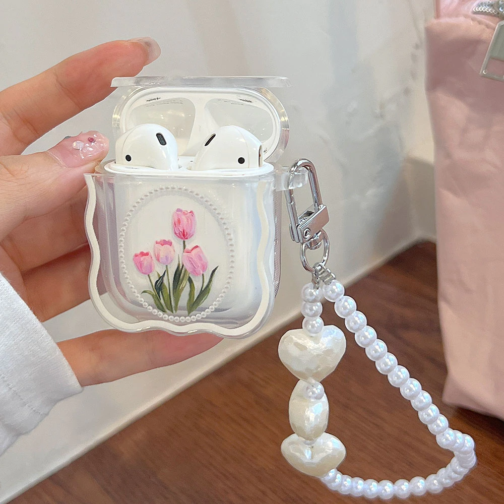 Beaded Strap Tulip AirPods Charger Case Cover