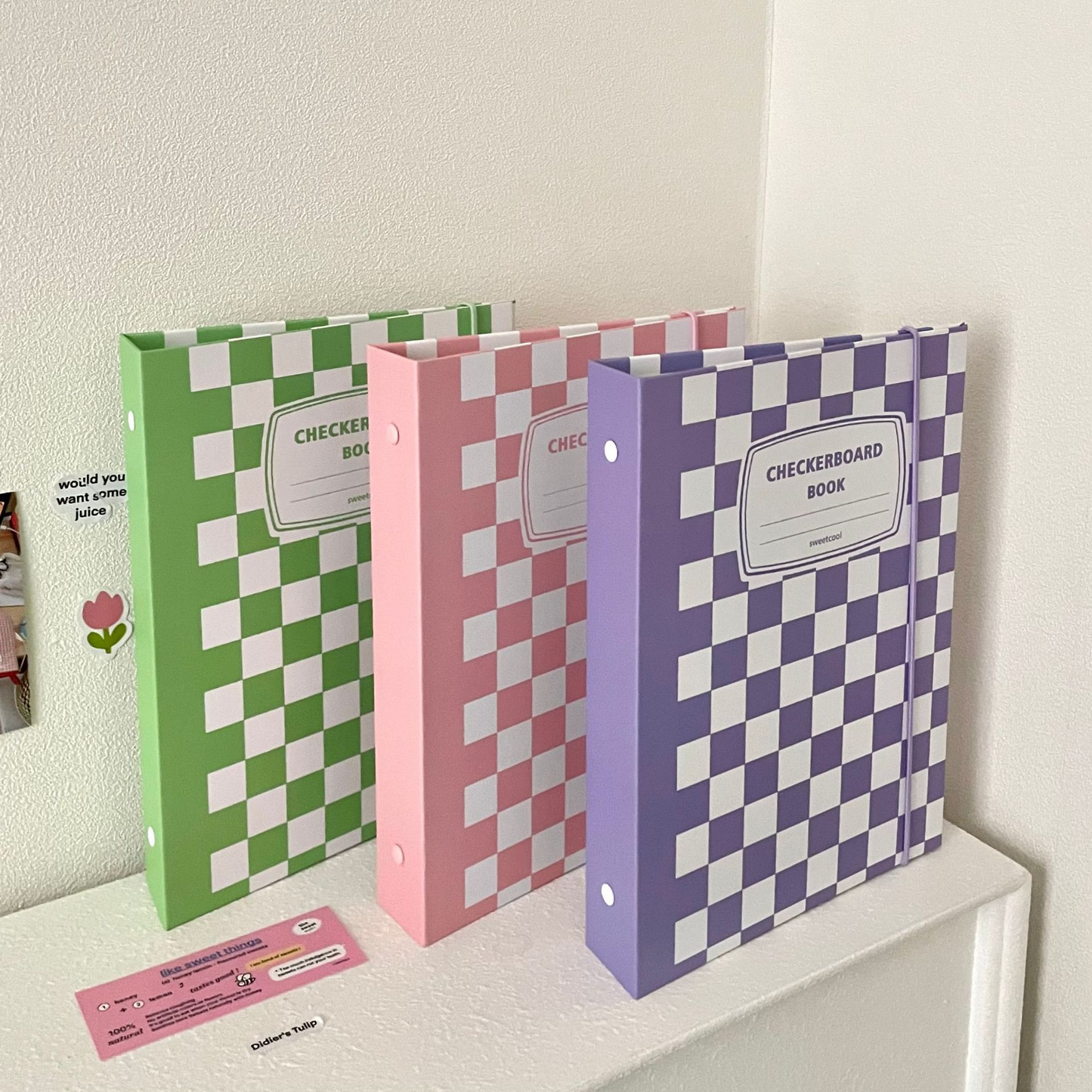 Checkerboard Notebook Photo Card Ring Binder (5 Colours)